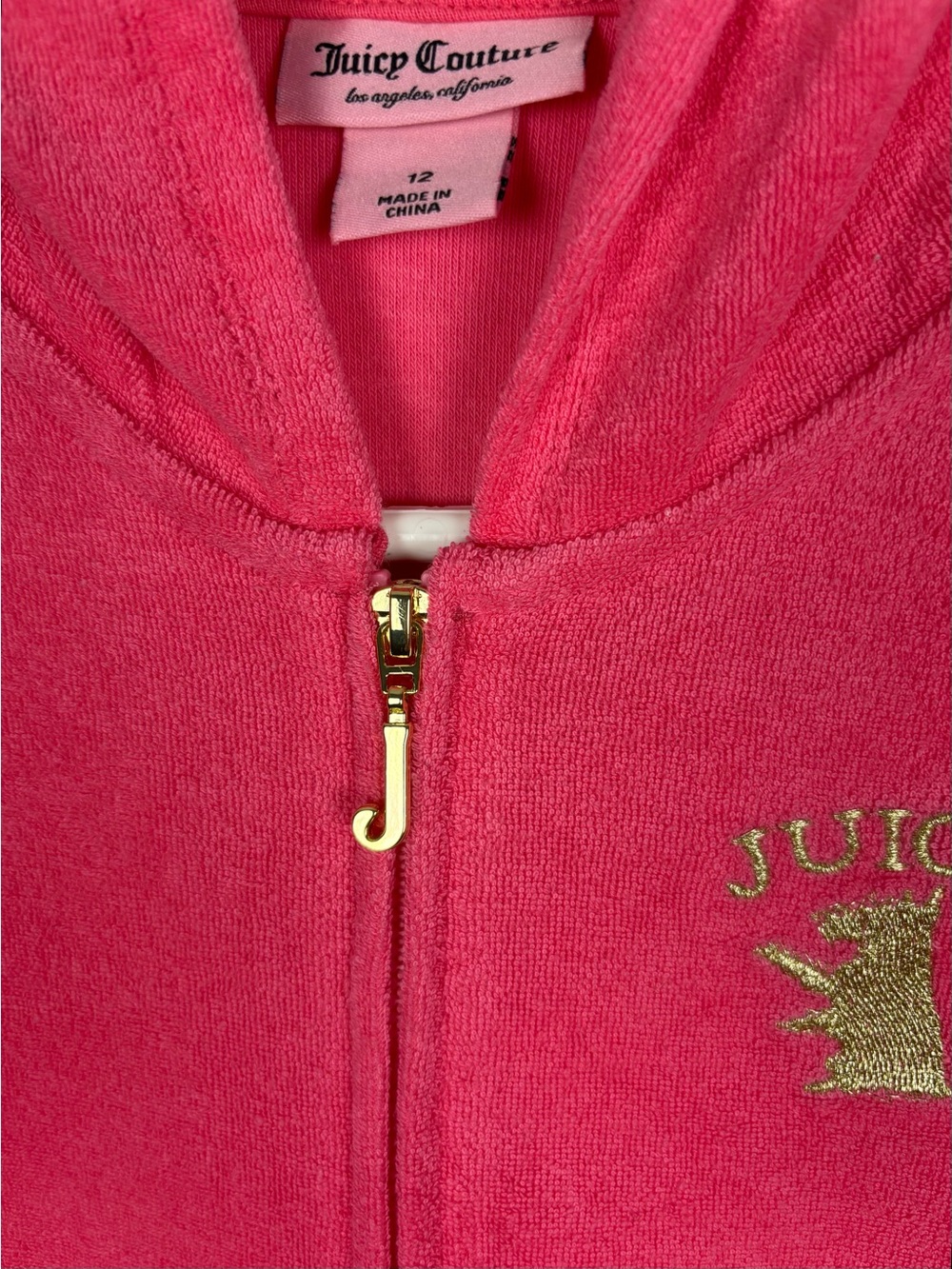 Juicy Couture Zip Up Velour Jacket Girls Size 12 Pink - Picture 4 of 9